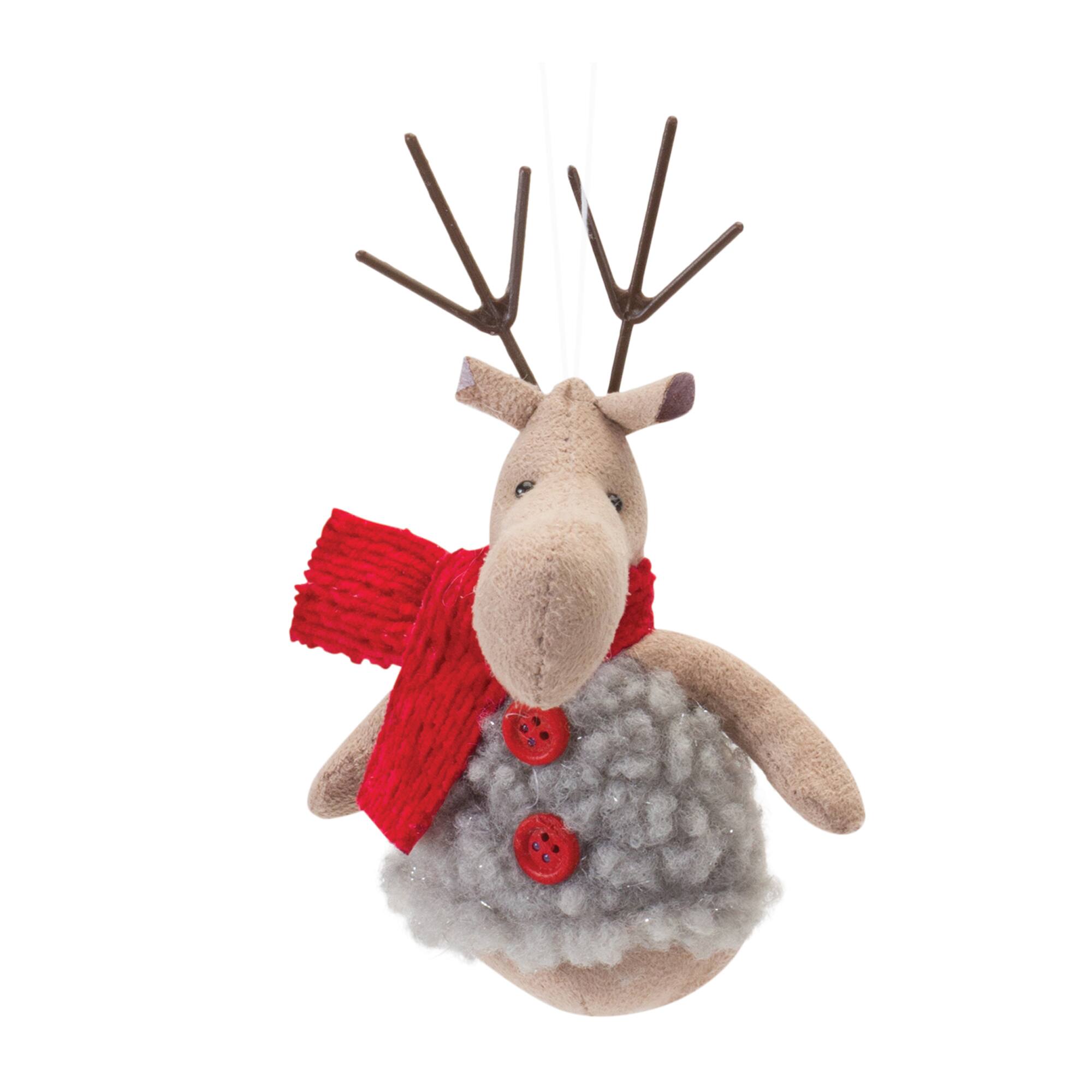 Plush Deer with Sweater Ornament Set